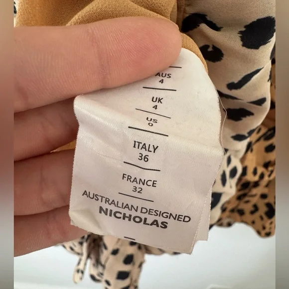 Nicholas Animal Print LS Mini Dress with Buttons 0 - Picture 6 of 7